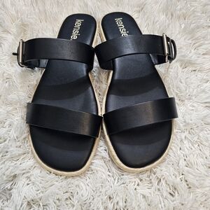 Kensie Sandals 7M Black Minimalist with Adjustable Ankle Strap
